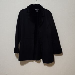 Style & Co Black Pea Coat with Notched Lapel